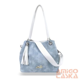 Zellia Női Válltáska 24015 Jeans Blue-Fehér