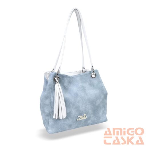 Zellia Női Válltáska 24015 Jeans Blue-Fehér