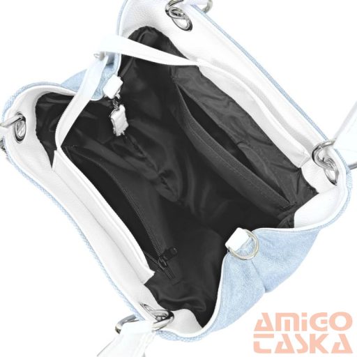Zellia Női Válltáska 24015 Jeans Blue-Fehér