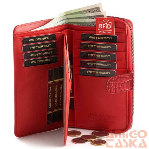 Peterson Női Bőr Pénztárca Ptn Cr-603-Red