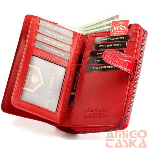 Peterson Női Bőr Pénztárca Ptn Cr-603-Red
