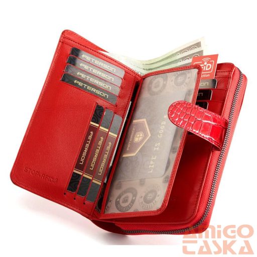 Peterson Női Bőr Pénztárca Ptn Cr-603-Red