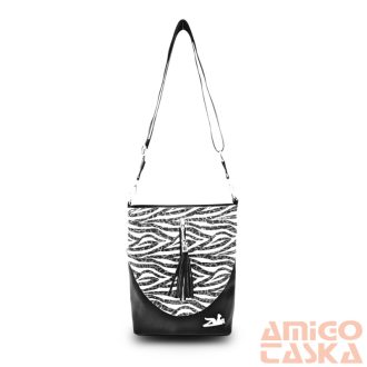 Zellia Női Oldaltáska 24034 Fekete - Lakk Zebra Minta -