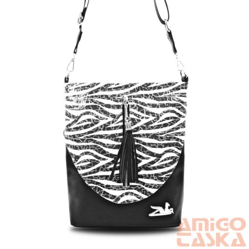 Zellia Női Oldaltáska 24034 Fekete - Lakk Zebra Minta -