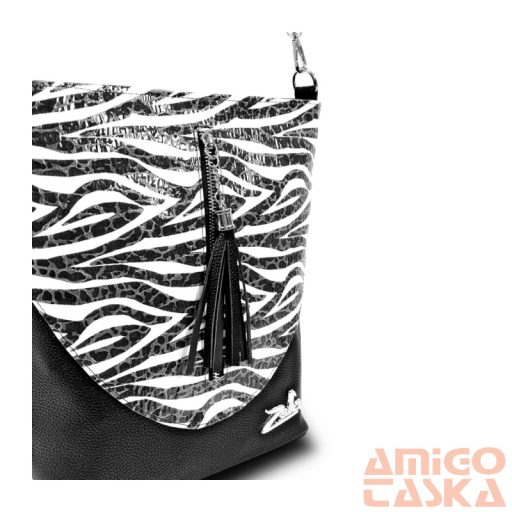 Zellia Női Oldaltáska 24034 Fekete - Lakk Zebra Minta -