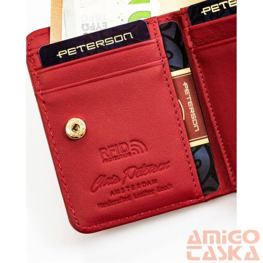 Peterson Női Bőr Pénztárca Ptn Ph33-3-Rs-1580 Red - Piros-Fekete