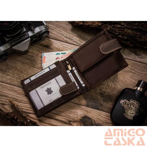 Férfi bőr pénztárca n992l-chm-dog-1-7605 cognac - sötét barna