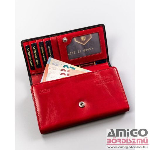Peterson Női Bőr Pénztárca Ptn Ka-19-4214 Red/Black