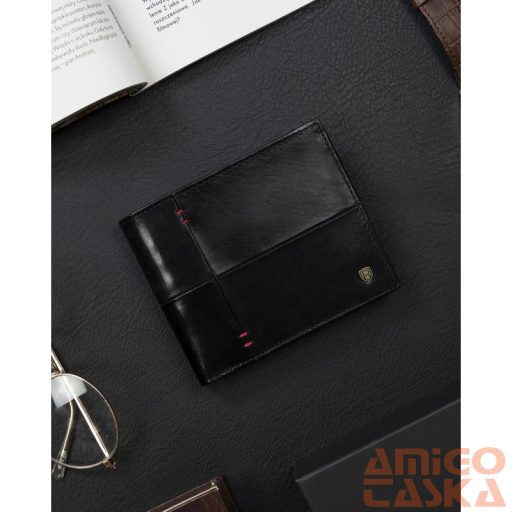 Férfi Bőr Pénztárca N993-Rvts-6712 Black+Red