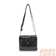 Zellia Női Oldaltáska Zvn24011 Fekete Lakk - Krokkó -