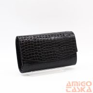   Zellia fekete lakk krokkómintás íves rostbőr alkalmi táska