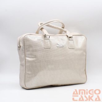   Zellia fényes világos arany / anyagában mintás női rostbőr laptoptartó / irattartó kézi / válltáska zvn2101