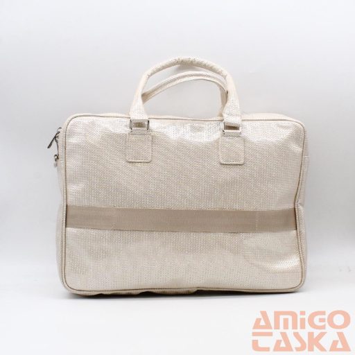 Zellia fényes világos arany / anyagában mintás női rostbőr laptoptartó / irattartó kézi / válltáska zvn2101
