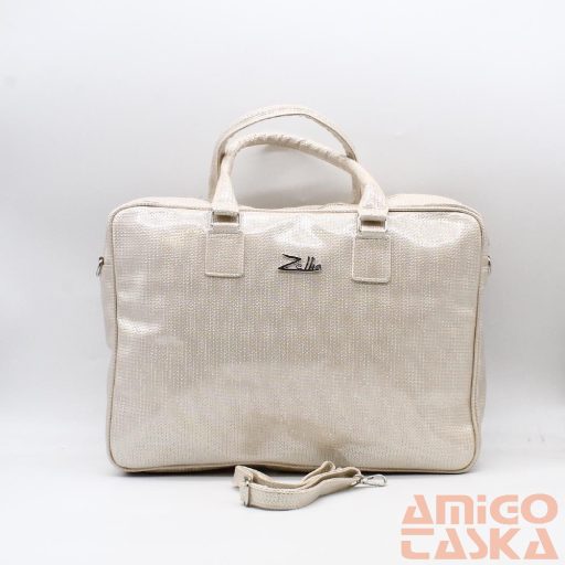 Zellia fényes világos arany / anyagában mintás női rostbőr laptoptartó / irattartó kézi / válltáska zvn2101