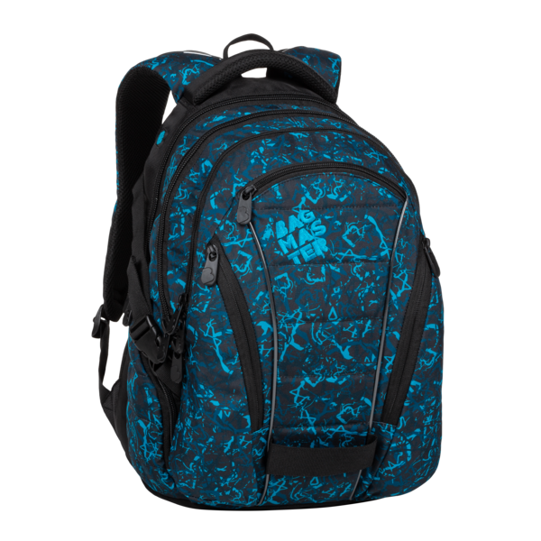 Bagmaster fekete / kék mintás textil hátizsák bag20b