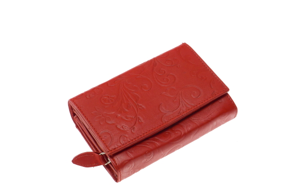 S . belmonte piros / inda mintás cipzáras patentos kicsi női bőr pénztárca ny06