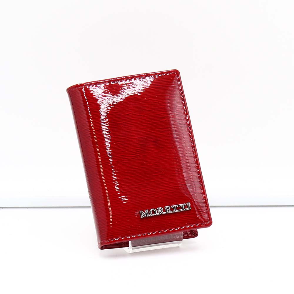 Angela moretti piros / lakk álló patent nélküli bőr kártyatartó bc02
