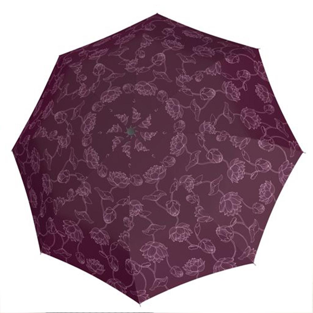 Doppler bordó / rózsaszín virágmintás automata esernyő 7441465vi