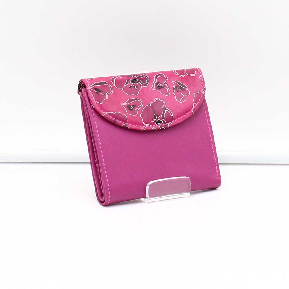 Gibidium lila / kis virágmintás patentos kicsi női bőr pénztárca kari kézi