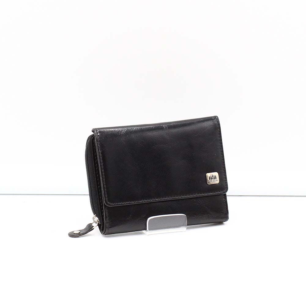 Giorgio carelli fényes fekete kívül cipzáras női bőr pénztárca 32/6050-002
