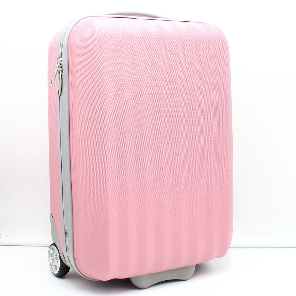 Krokomander rózsaszín / szürke két kerekű kicsi műanyag kabinbőrönd kr-1002-1p