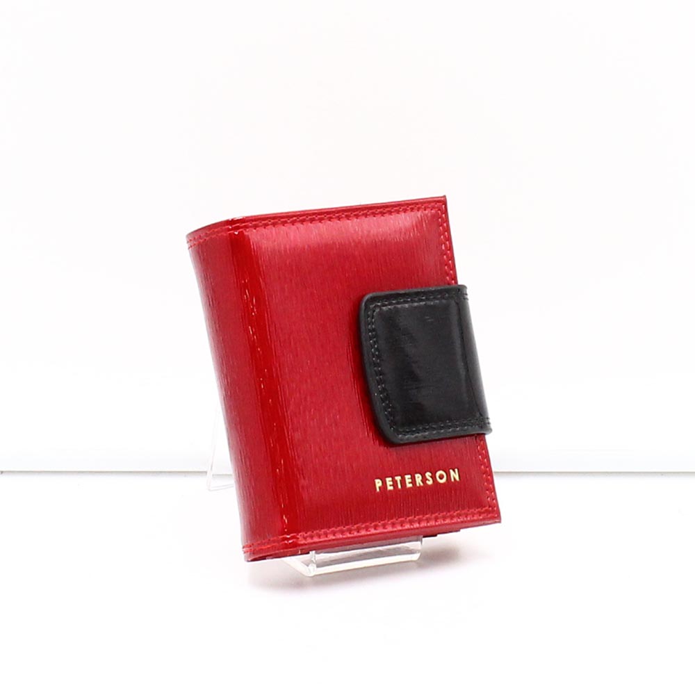 Peterson piros / fekete lakk kívül keretes kicsi női bőr pénztárca ptn42329-sh/9886