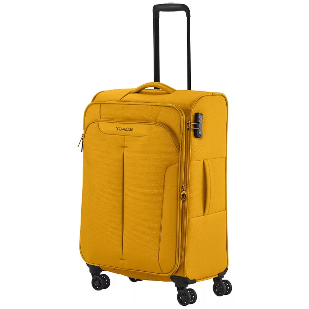Travelite sárga négy kerekű textil közepes bőrönd croatia 080348-89