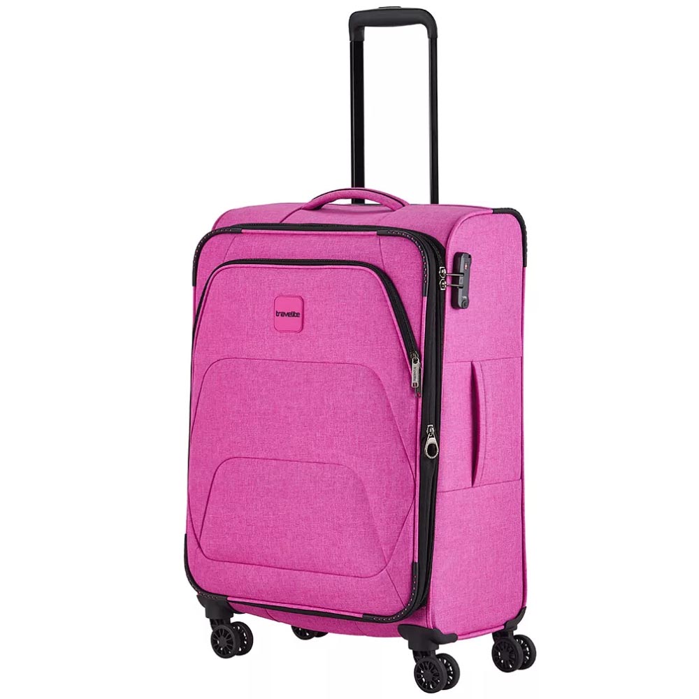 Travelite pink négy kerekű textil közepes bőrönd adria 080248-17