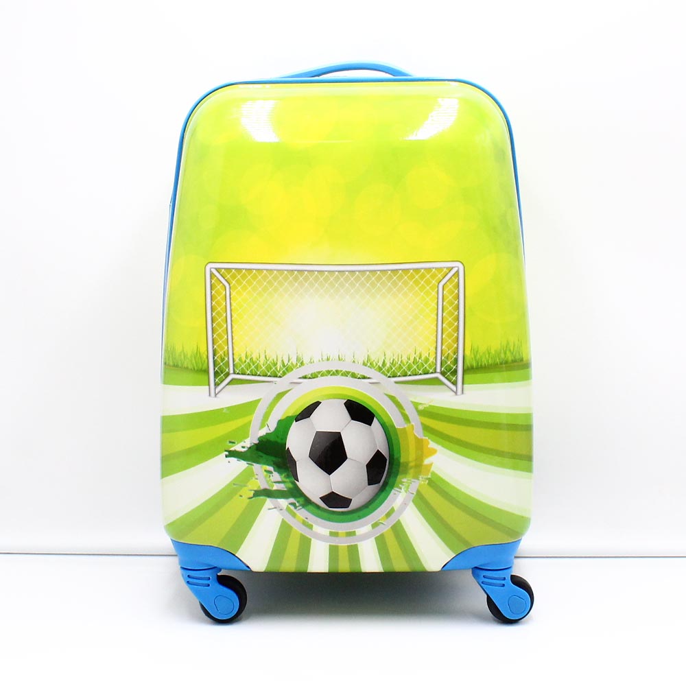 Xtd neonzöld / kék / focis ABS műanyag négy kerekű gyerek bőrönd 03