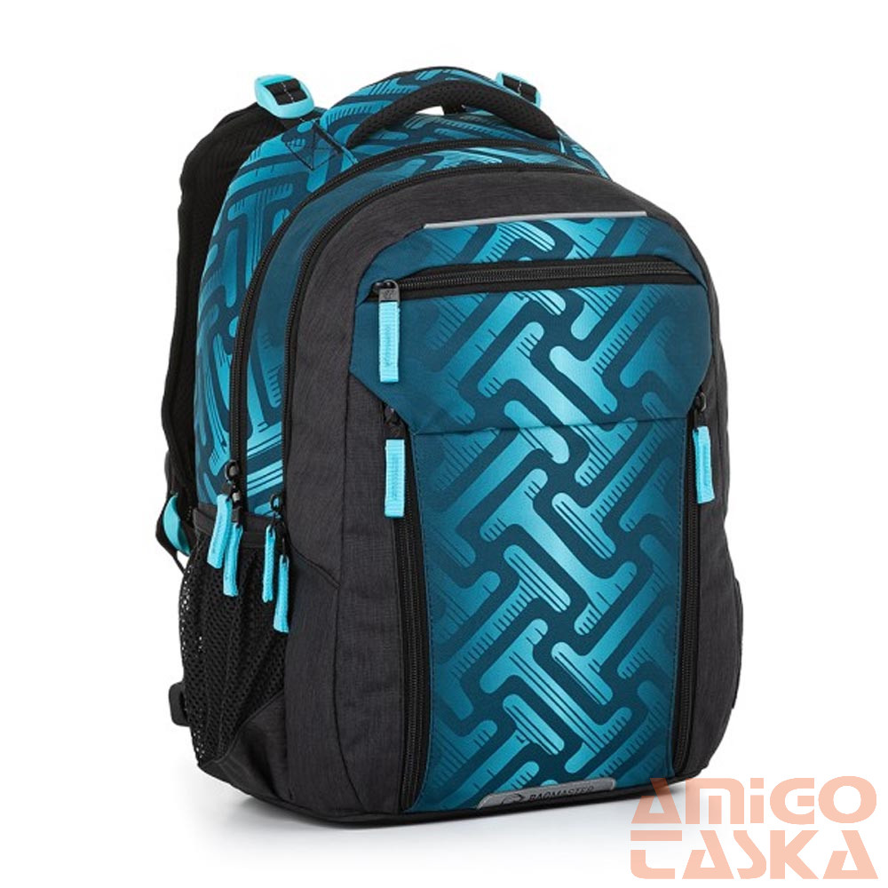 Bagmaster kék mintás / fekete textil hátizsák porto22c