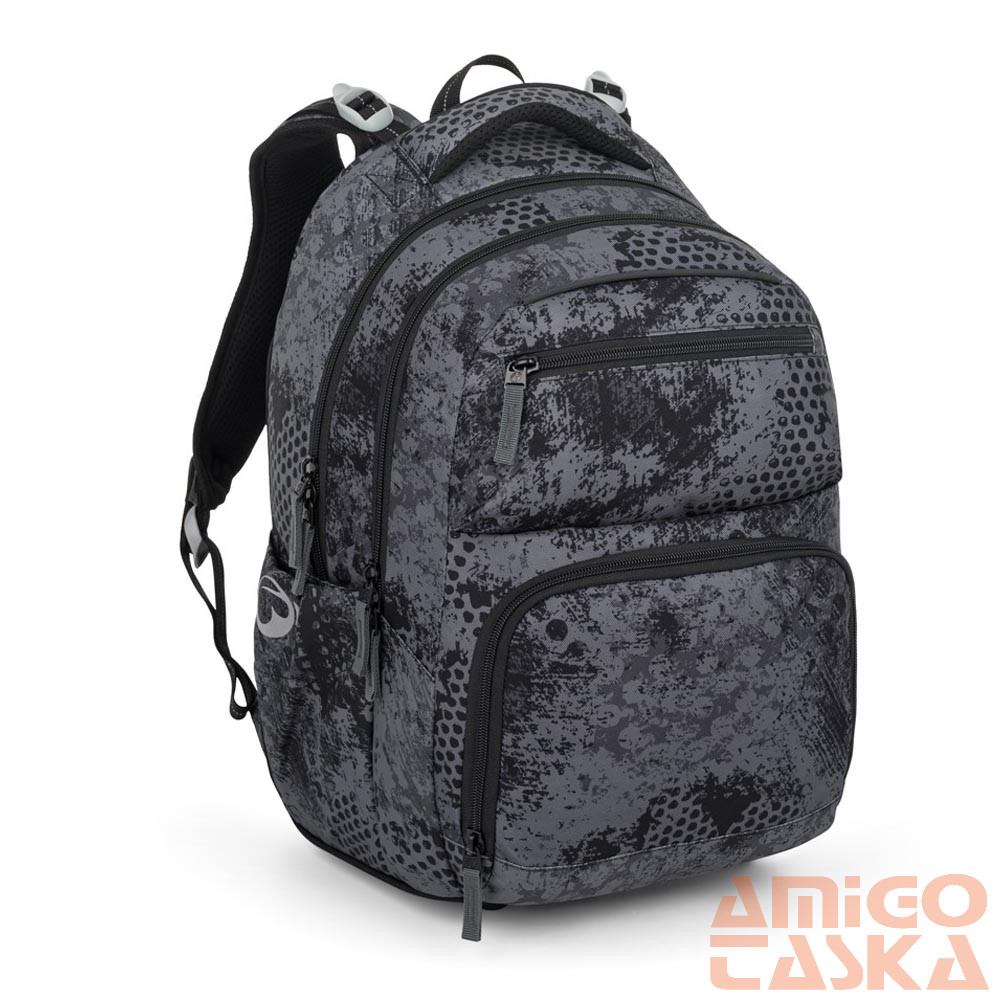 Bagmaster szürke / fekete mintás textil hátizsák zipster25b