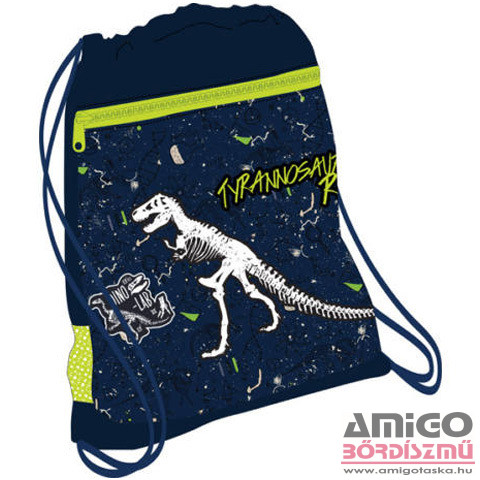 Belmil sötétkék / neon zöld dinoszauruszos tornazsák 336-91 tyrannosaurus rex