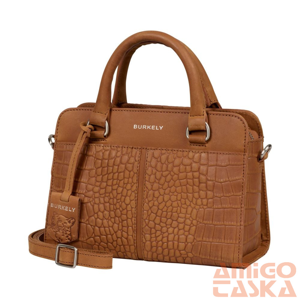 Burkely konyak barna / krokkómintás mini bőr női kézi / válltáska 1000850.29.24