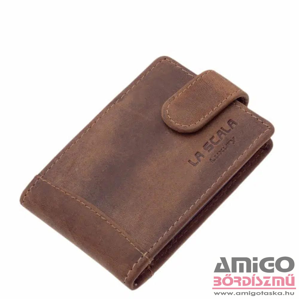 La scala barna patentos fekvő férfi bőr kártyatartó lsh30809/t