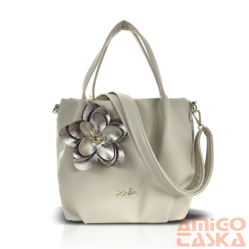 Zellia Női Válltáska Zlb324-F Beige - Virág Dísszel -