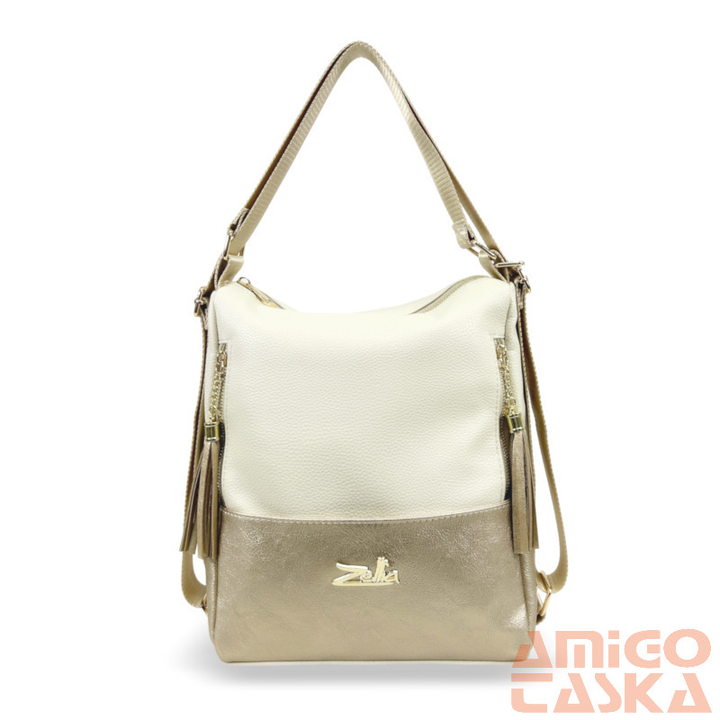 Zellia Női Válltáska/Hátizsáká Alakítható 22199 Beige-Arany - Matt-Brw -