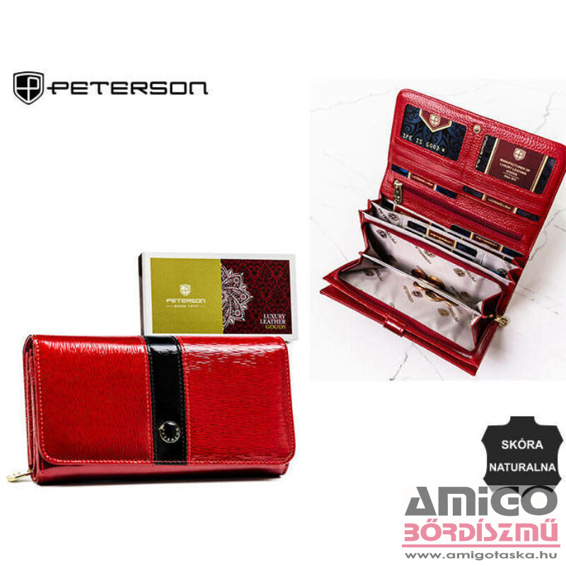 Peterson Női Bőr Pénztárca Ptn 421077-Sh-9923 Red+Black